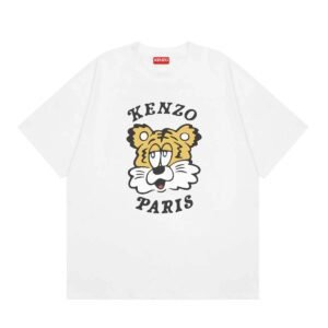 KENZO Tiger Head Casual Style White Short Sleeve T-Shirt