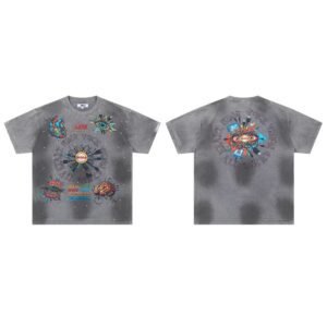 DUAA Cyber Print Street Style Grey T-Shirt