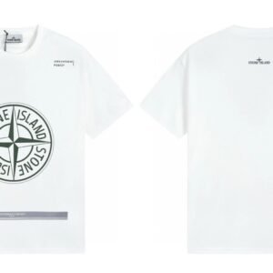 Stone Island Compass Print Casual Style White Short-sleeve T-shirt