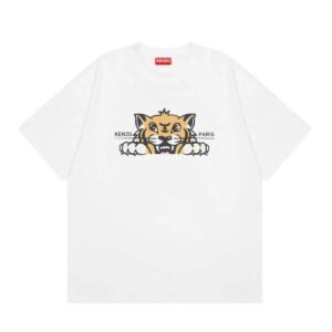 KENZO Tiger Head Series Casual Style White T-Shirt