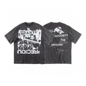 ERD GRJKD Printed Dark Style Charcoal Gray T-Shirt