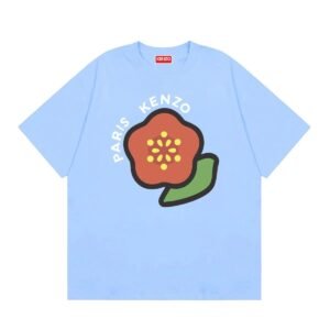 KENZO Floral Print Casual Style Light Blue T-Shirt