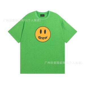 DREW Smiley Face Street Style Green Short Sleeve T-Shirt