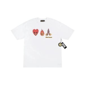 DrewHouse Heart Flame Print Street Style White T-shirt