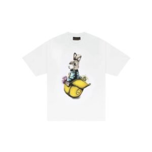 DREW Rabbit Print Street Style White Short-sleeve T-shirt
