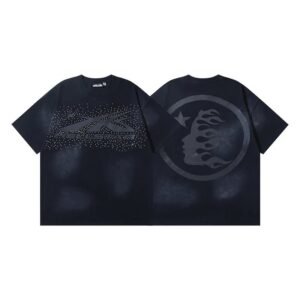 Hellstar Rhinestone Embellished Street Style Black Short Sleeve T-shirt