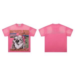 MAJESTIKSOUL Vintage Print Pink Short-sleeve T-shirt