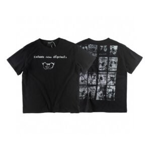 ERD Newspaper Print Dark Style Black Short-sleeve T-shirt