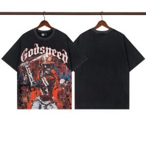 Godspeed Skull Vintage Baseball Black T-Shirt