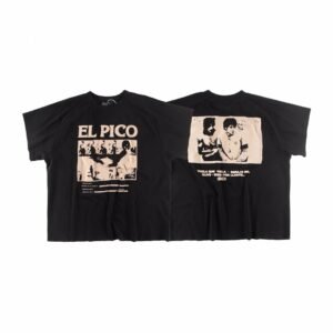 ERD GRJKD ELPICO Vintage Style Black Short Sleeve T-shirt