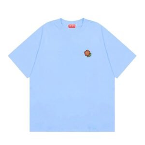 KENZO Embroidered Small Flower Casual Style Light Blue T-Shirt