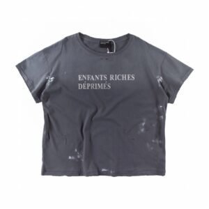 ERD Ink-splatter Distressed Vintage Style Gray Short Sleeve T-shirt