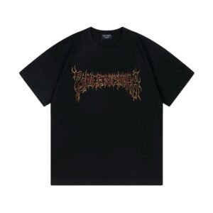 Balenciaga Flame Gothic Style Black T-shirt