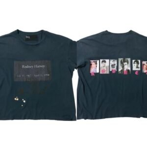 Paly Hollywood Distressed Portrait Print Navy Blue T-Shirt