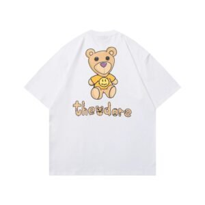 DREW Bear Print Street Style White T-shirt
