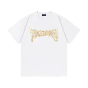 Balenciaga Gothic Style Flame Print White T-Shirt