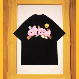 DREW Cloud Print Street Style Black Short Sleeve T-Shirt