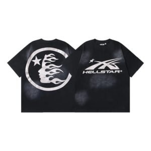 Hellstar Flame Print Street Style Black T-Shirt