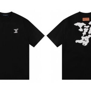 Louis Vuitton Auspicious Cloud Print Trendy Style Black T-Shirt