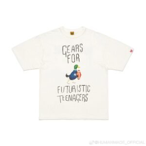 HUMAN MADE Japanese Streetwear Green Duck Printed Off-white T-shirt