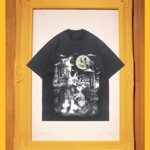 DREW Animal Print Street Style Black T-Shirt