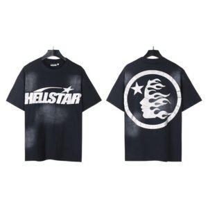 Hellstar Flame Print Street Style Black T-Shirt