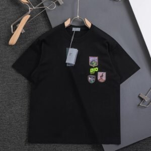Dior Badge Collection Vintage Style Black Short-sleeve T-shirt