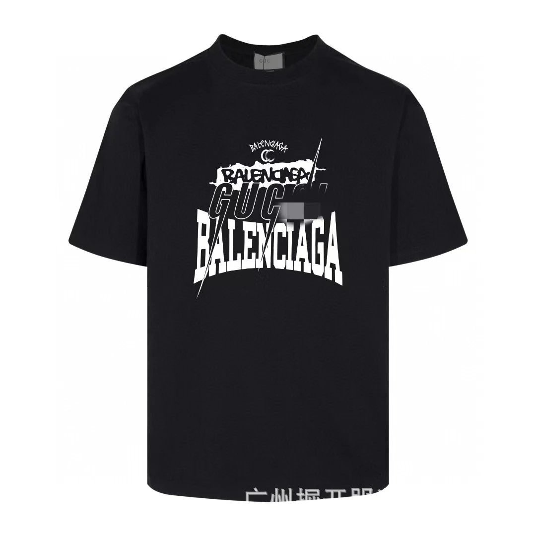 Balenciaga Co-branded Street Style Black Short-sleeve T-shirt