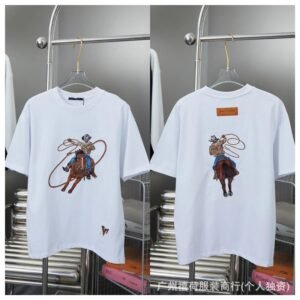 Louis Vuitton Vintage Denim-Embroidered White T-shirt
