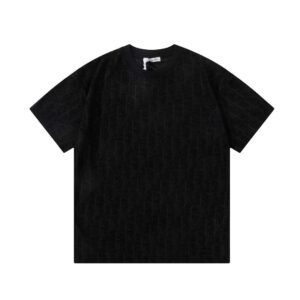 Dior Monogram All-over Print Light Luxury Style Black T-Shirt