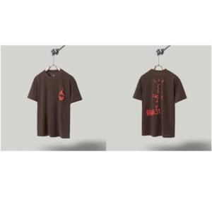 AJ x Travis Scott Co-branded Street Style Brown Short-sleeve T-shirt