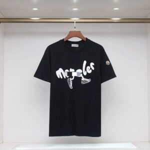 Moncler Casual Printed Black Short Sleeve T-Shirt