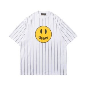 DREW Smiley Face Street Style White Striped T-shirt