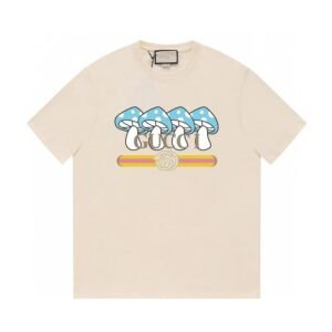 Gucci Mushroom Print Casual Style Off-white T-shirt