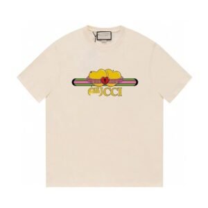 Gucci Double Heart Print Casual Style Off-White T-Shirt