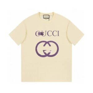 Gucci Double G Vintage Style Beige Short Sleeve T-Shirt