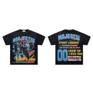 MAJESTIK Racing Vintage Street Black Short Sleeve T-Shirt