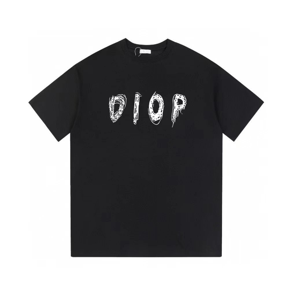 Dior Graffiti Street Style Black Short-sleeve T-shirt