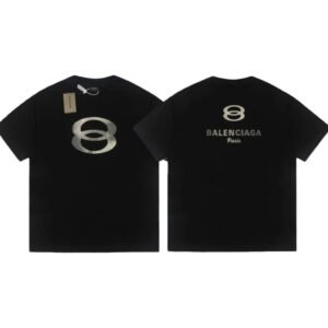 Balenciaga Distressed Double Ring Street Style Black Short Sleeve T-Shirt