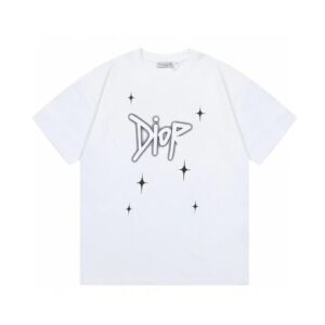 Dior Starburst Graffiti Street Style White Short-sleeve T-shirt