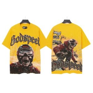Godspeed Skull Skiing American Retro Yellow T-Shirt