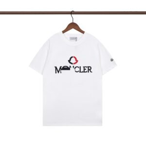 Moncler Embroidered Casual Style White T-Shirt