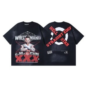 Hellstar Wrestling Co-branded American Retro Black T-Shirt