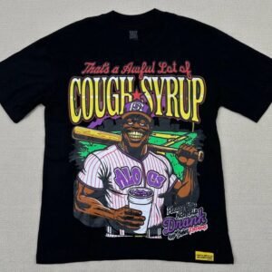 ALOCS American Retro Printed Black Short-sleeve T-shirt