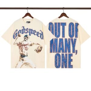 Godspeed Baseball Print Vintage Beige T-shirt