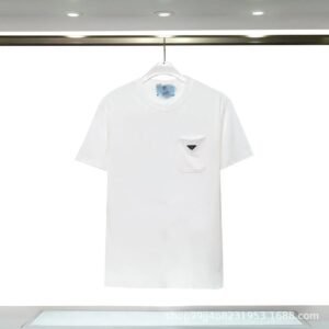 Prada Triangle Logo Minimalist Style White Short-sleeve T-shirt