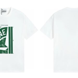 Stone Island Printed Street Style White Short Sleeve T-Shirt