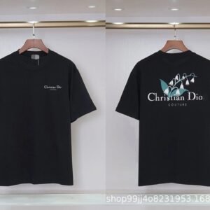 Dior Casual Black T-Shirt with Lily of the Valley Print
