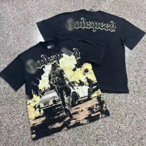 Godspeed Gunfight Print Vintage-Style Black T-Shirt
