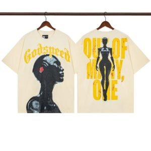 Godspeed Cyber Style Beige Printed Short-sleeve T-shirt